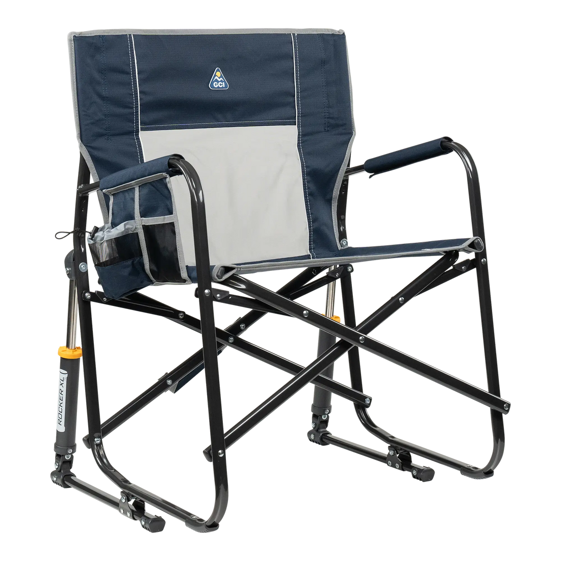 Premium All-Weather Freestyle Rocker XL - Choice 552 - Patented Spring-Action Rocking Chair for Camping - Indigo