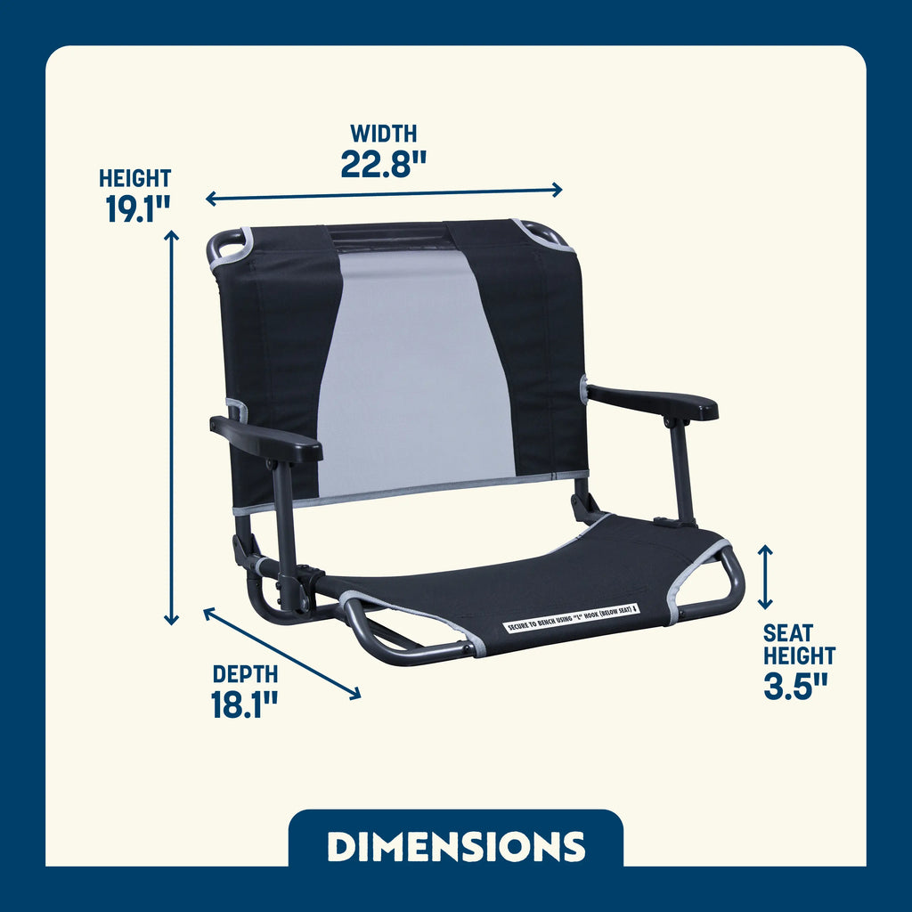Ergonomic Back-Support Big Comfort Stadium Chair with Armrests - Choice 465 - Bleacher-Friendly Stadium Chair with Back Support Detail