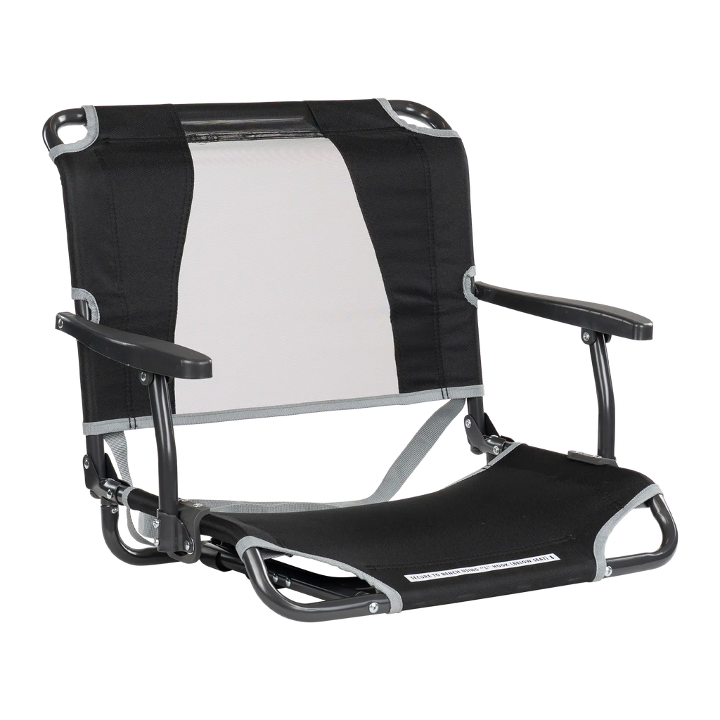 Ergonomic Back-Support Big Comfort Stadium Chair with Armrests - Choice 465 - Bleacher-Friendly Stadium Chair with Back Support - Black