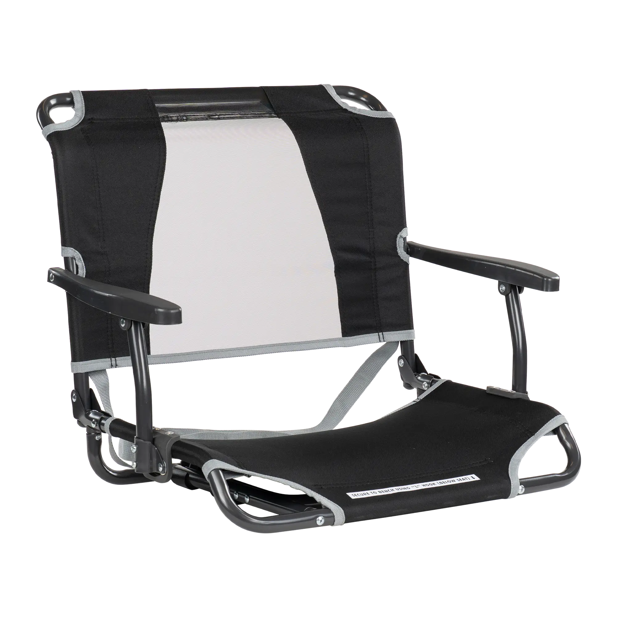 Ergonomic Back-Support Big Comfort Stadium Chair with Armrests - Choice 465 - Bleacher-Friendly Stadium Chair with Back Support - Black