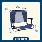 Ergonomic Back-Support Big Comfort Stadium Chair with Armrests - Choice 465 - Bleacher-Friendly Stadium Chair with Back Support Detail