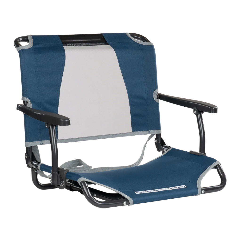 Ergonomic Back-Support Big Comfort Stadium Chair with Armrests - Choice 465 - Bleacher-Friendly Stadium Chair with Back Support - Navy
