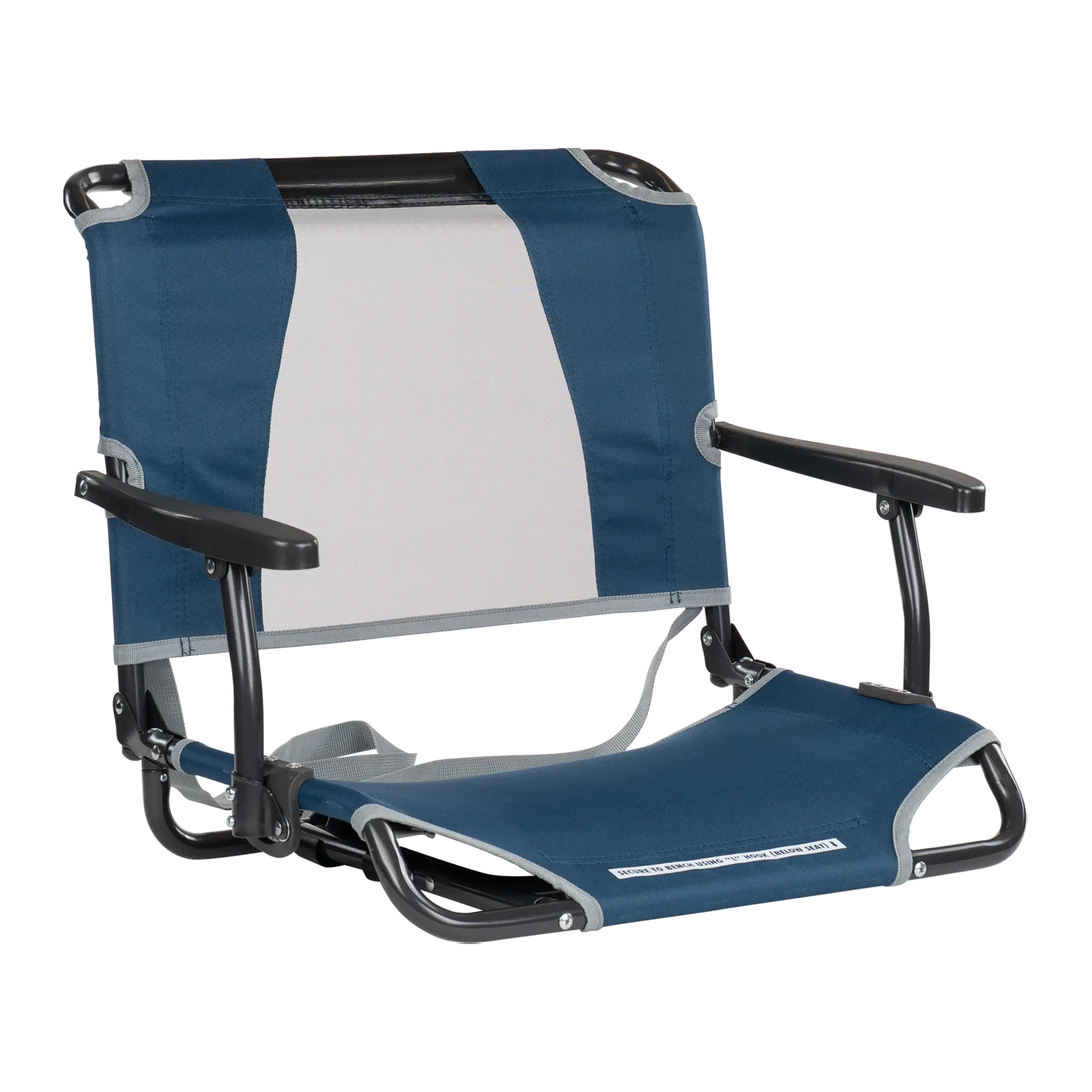 Ergonomic Back-Support Big Comfort Stadium Chair with Armrests - Choice 465 - Bleacher-Friendly Stadium Chair with Back Support - Navy