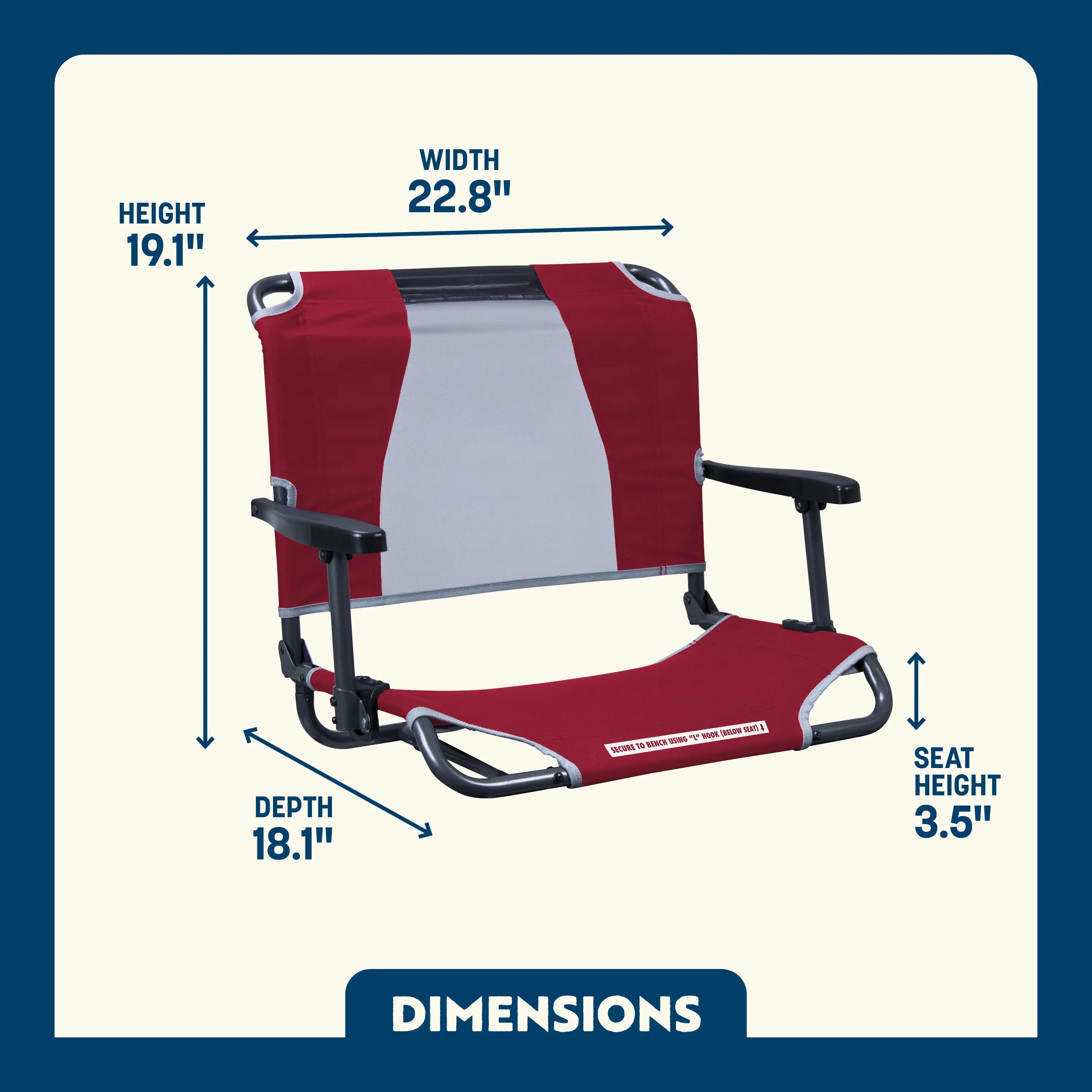 Ergonomic Back-Support Big Comfort Stadium Chair with Armrests - Choice 465 - Bleacher-Friendly Stadium Chair with Back Support Detail