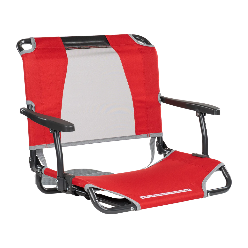 Ergonomic Back-Support Big Comfort Stadium Chair with Armrests - Choice 465 - Bleacher-Friendly Stadium Chair with Back Support - Red