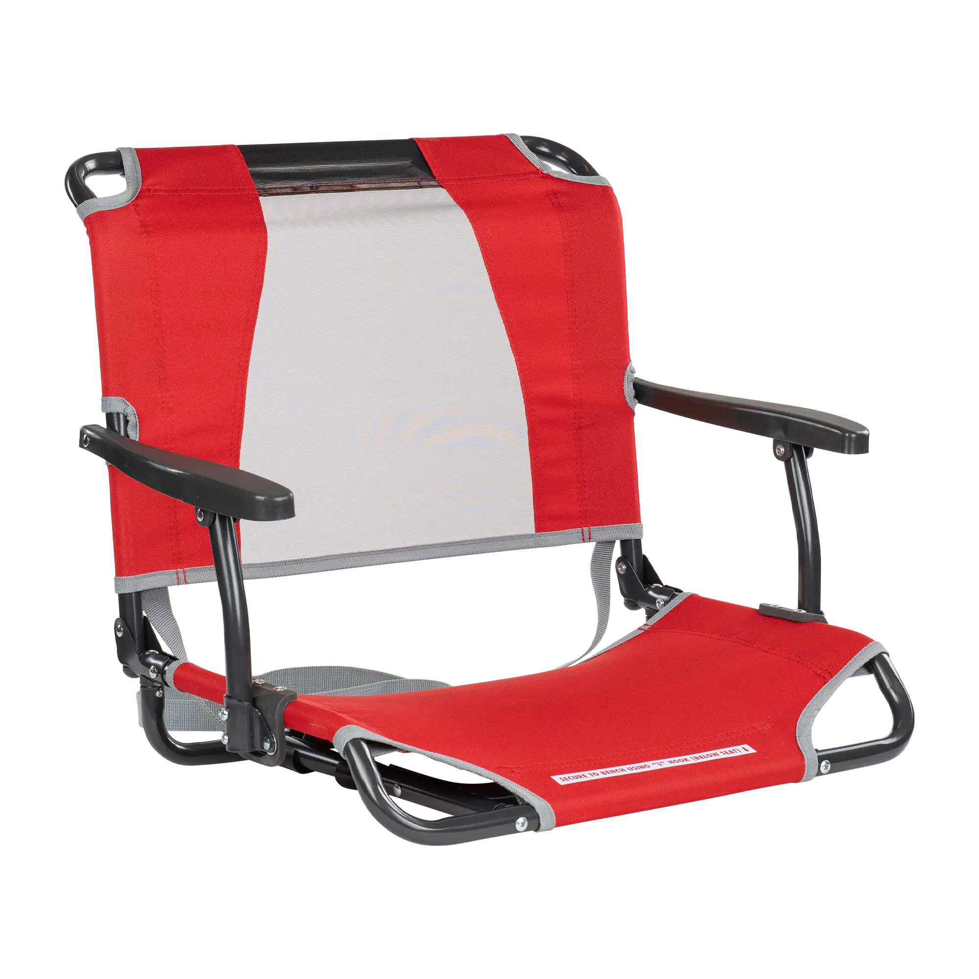 Ergonomic Back-Support Big Comfort Stadium Chair with Armrests - Choice 465 - Bleacher-Friendly Stadium Chair with Back Support - Red