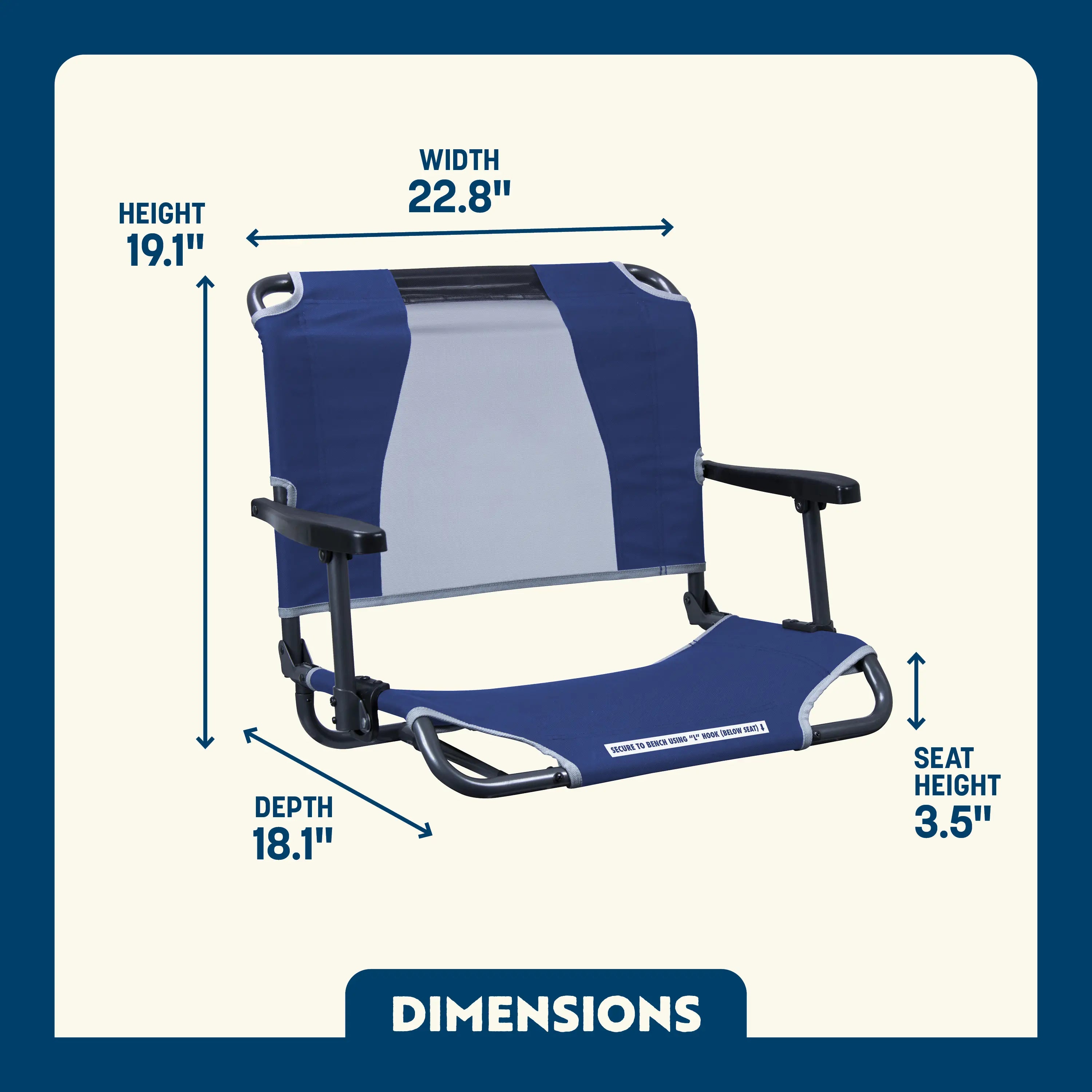 Ergonomic Back-Support Big Comfort Stadium Chair with Armrests - Choice 465 - Bleacher-Friendly Stadium Chair with Back Support Detail