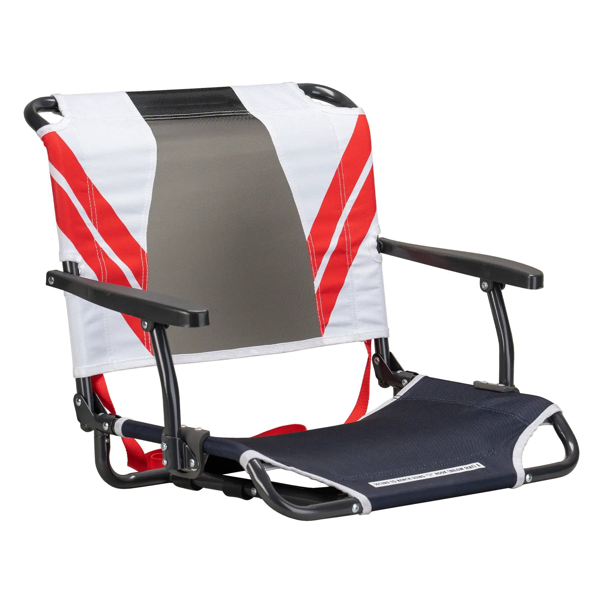 Ergonomic Back-Support Big Comfort Stadium Chair with Armrests - Choice 465 - Bleacher-Friendly Stadium Chair with Back Support - Indigo/White/Red