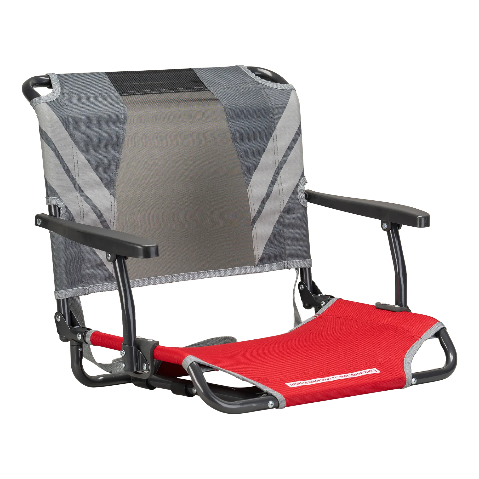 Ergonomic Back-Support Big Comfort Stadium Chair with Armrests - Choice 465 - Bleacher-Friendly Stadium Chair with Back Support - Red/Gray