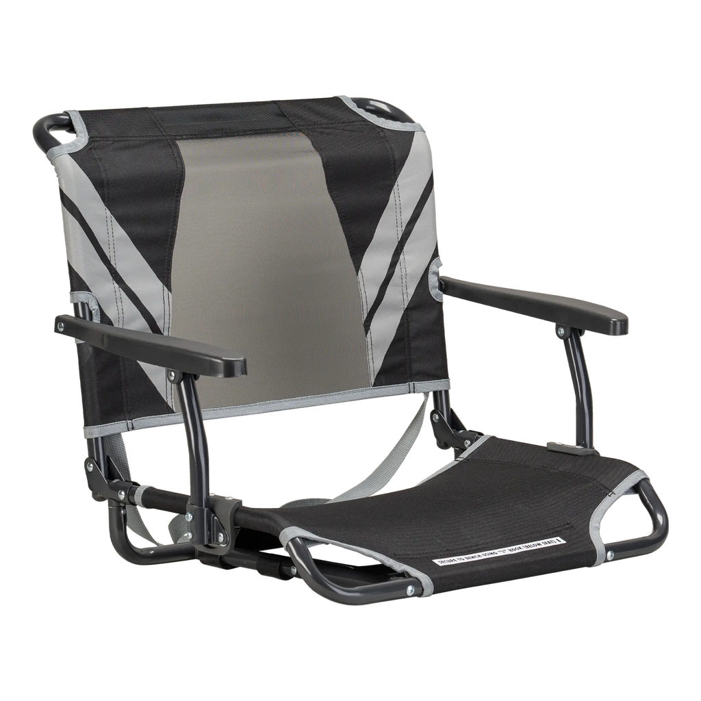 Ergonomic Back-Support Big Comfort Stadium Chair with Armrests - Choice 465 - Bleacher-Friendly Stadium Chair with Back Support - Black/Gray
