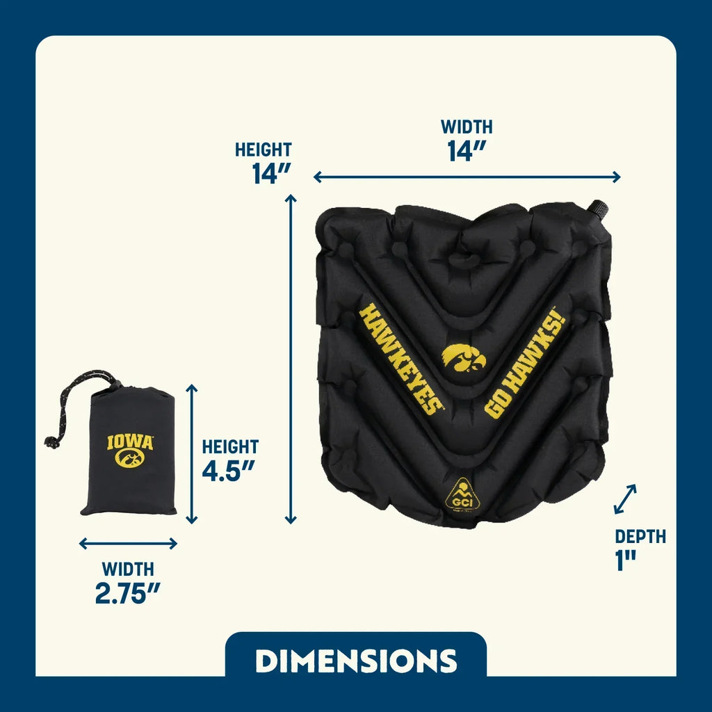 Ergonomic Back-Support College V Seat Inflatable Stadium Cushion - Iowa Hawkeyes - Choice 157 - Bleacher-Friendly Stadium Chair with Back Support Detail