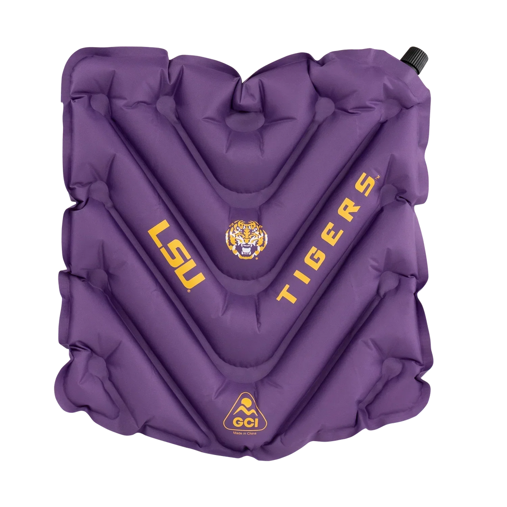Secure-Hook College V Seat Inflatable Stadium Cushion - LSU Tigers - Choice 762 - Bleacher-Friendly Stadium Chair with Back Support - Default Title