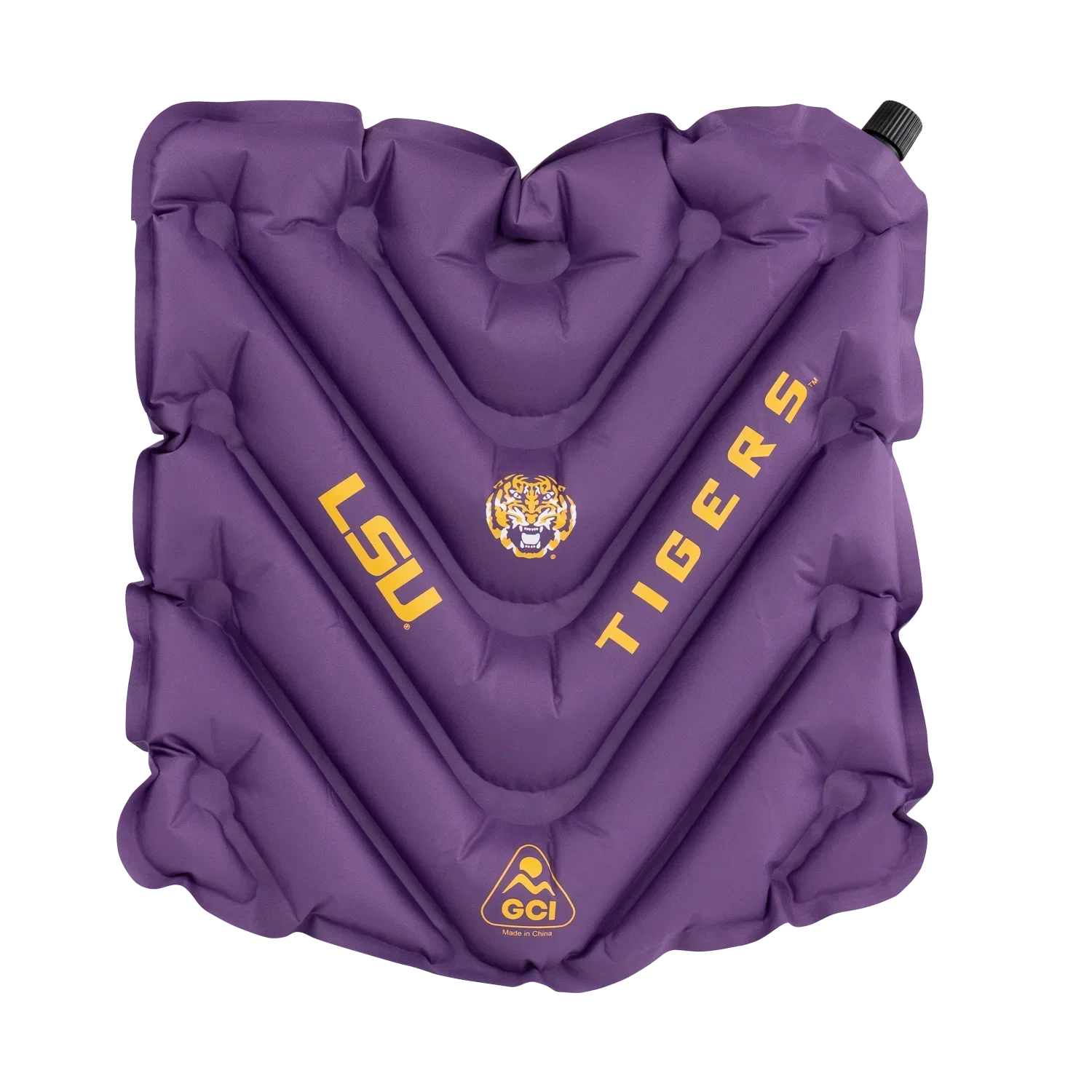 Secure-Hook College V Seat Inflatable Stadium Cushion - LSU Tigers - Choice 762 - Bleacher-Friendly Stadium Chair with Back Support - Default Title