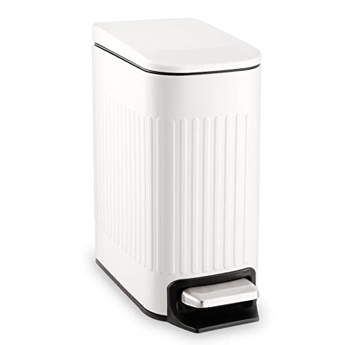 Smart Home TrashAid Slim Bathroom Trash Can with Lid Soft Close, Collection