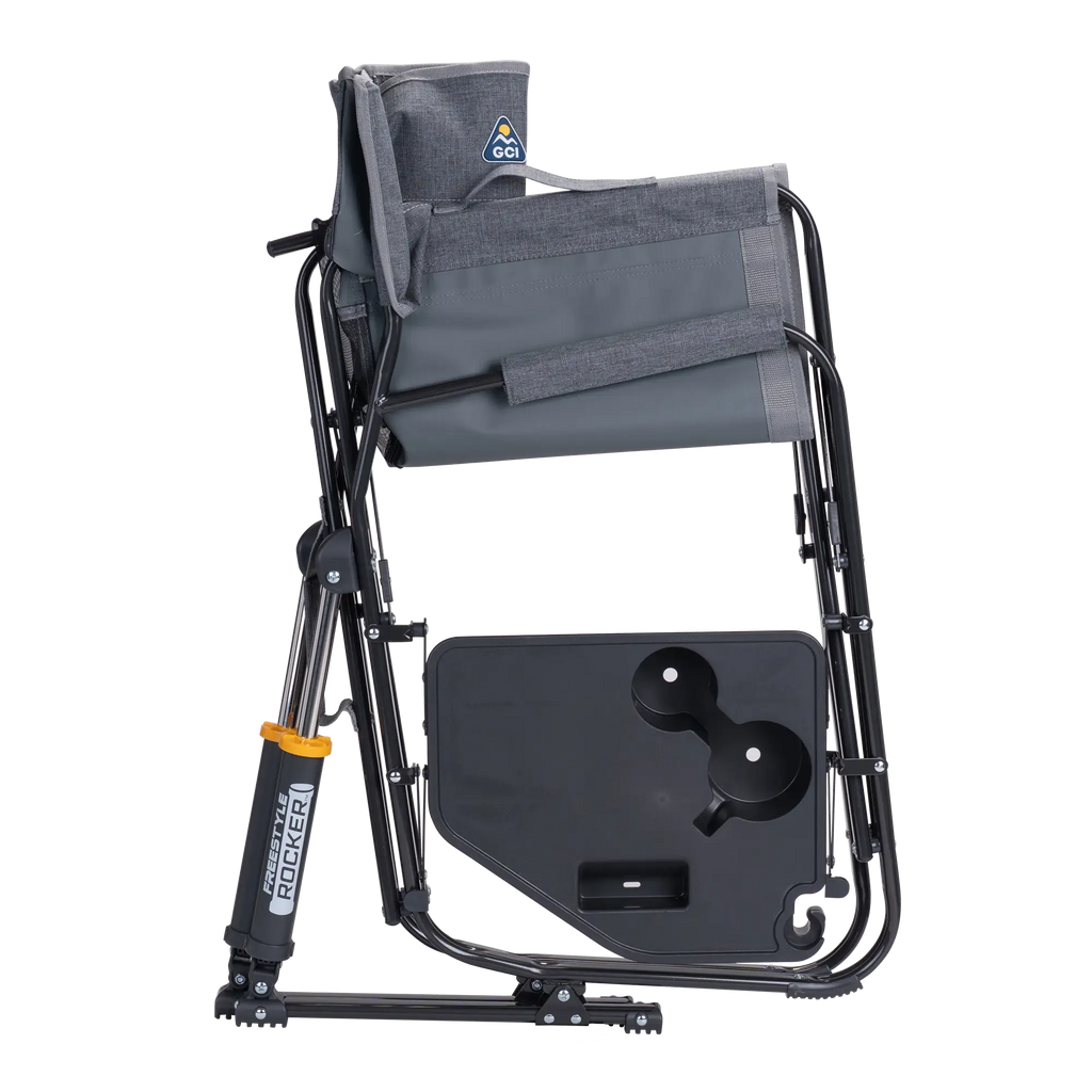 Premium All-Weather Freestyle Rocker with Side Table - Choice 853 - Heavy-Duty Kickback Rocker with Beverage Holder Detail