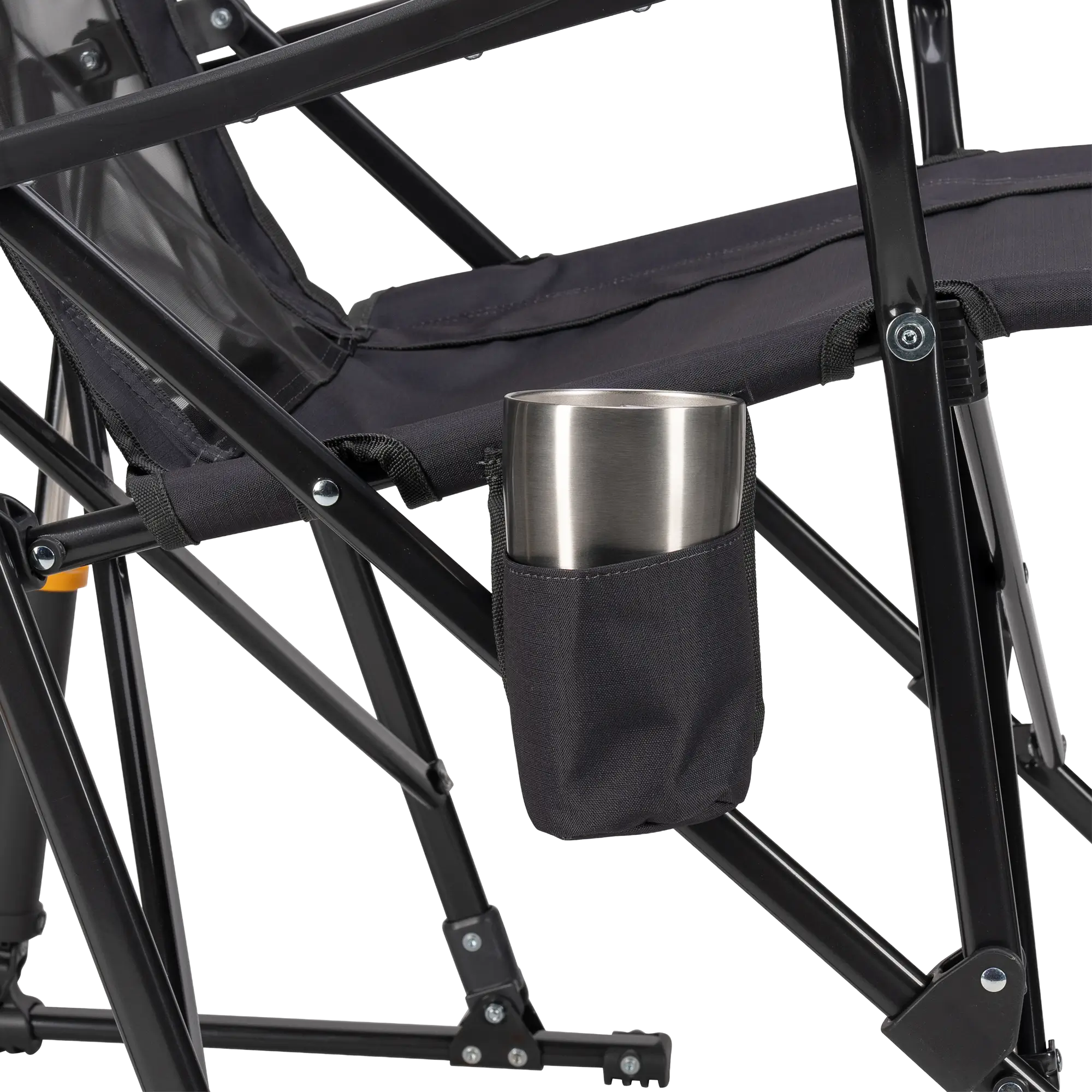 Patented Spring-Action RoadTrip Rocker - Choice 855 - Heavy-Duty Kickback Rocker with Beverage Holder Detail