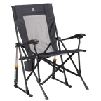 Patented Spring-Action RoadTrip Rocker - Choice 855 - Heavy-Duty Kickback Rocker with Beverage Holder - Dark Charcoal