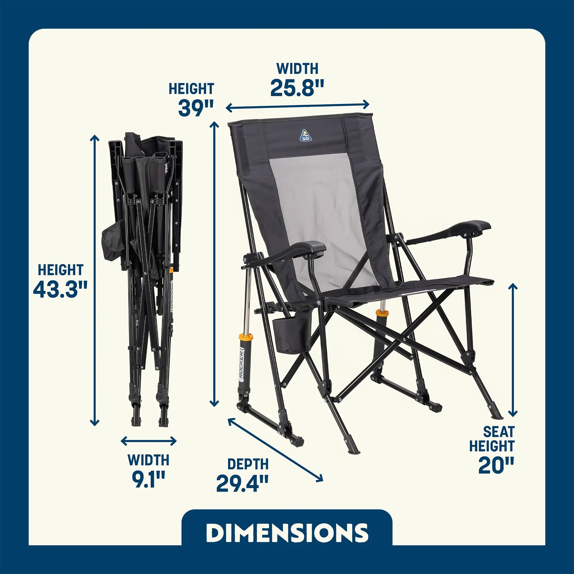 Patented Spring-Action RoadTrip Rocker - Choice 855 - Heavy-Duty Kickback Rocker with Beverage Holder Detail