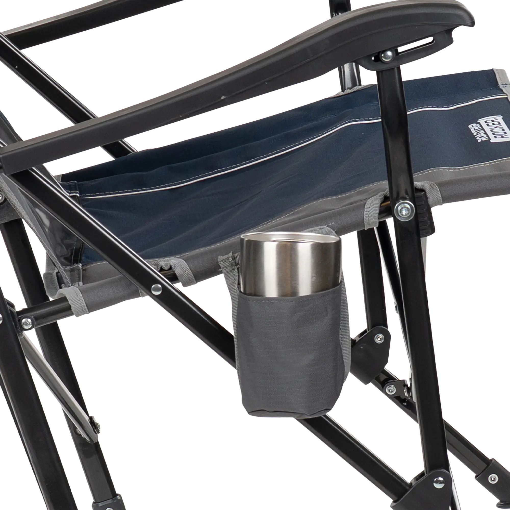 Patented Spring-Action RoadTrip Rocker - Choice 855 - Heavy-Duty Kickback Rocker with Beverage Holder Detail