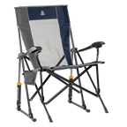 Patented Spring-Action RoadTrip Rocker - Choice 855 - Heavy-Duty Kickback Rocker with Beverage Holder - Indigo