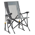 Patented Spring-Action RoadTrip Rocker - Choice 855 - Heavy-Duty Kickback Rocker with Beverage Holder - Mercury Gray