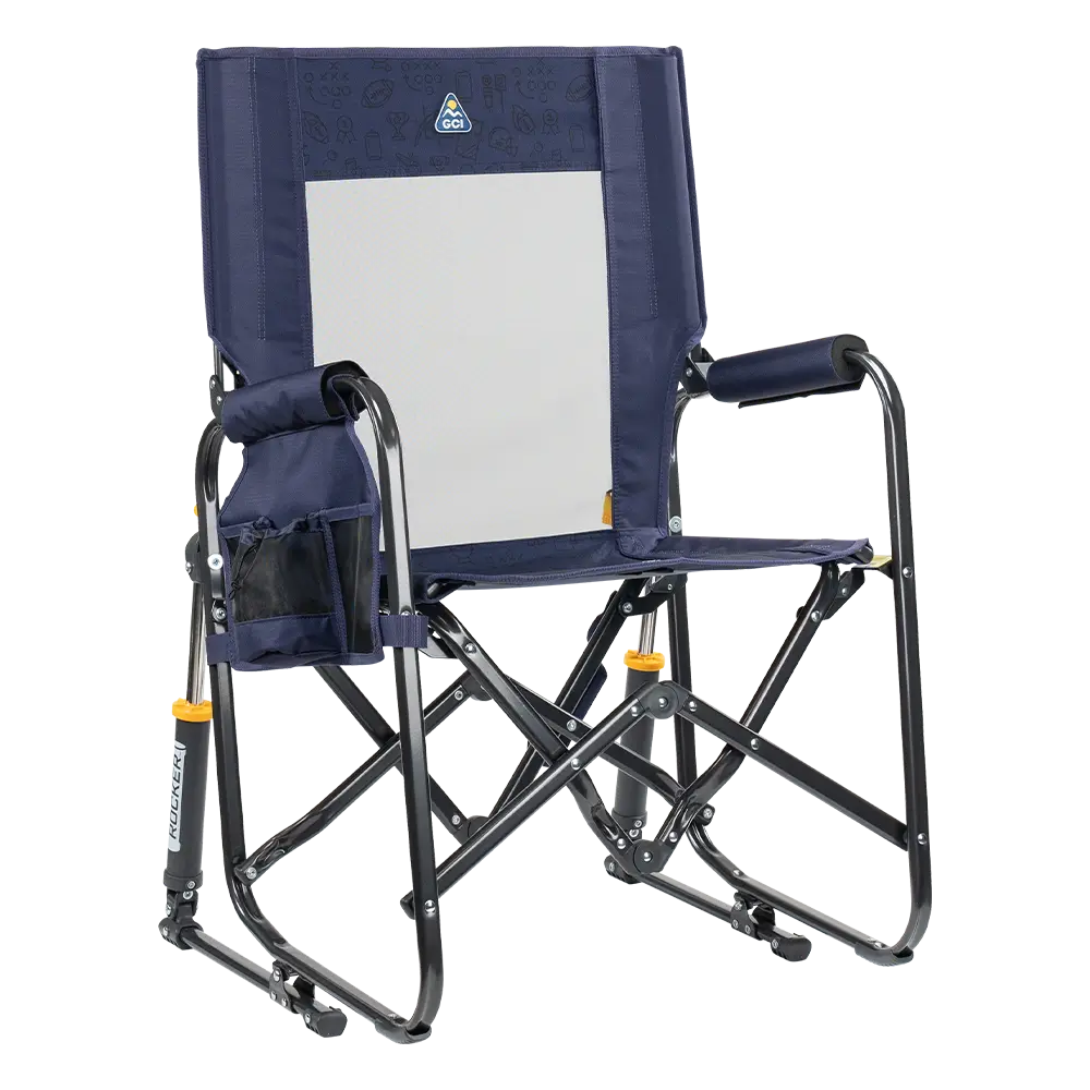 Smooth Motion Stowaway Rocker - Choice 794 - Freestyle Rocker Portable Outdoor Folding Chair - Tailgater Rich Blue