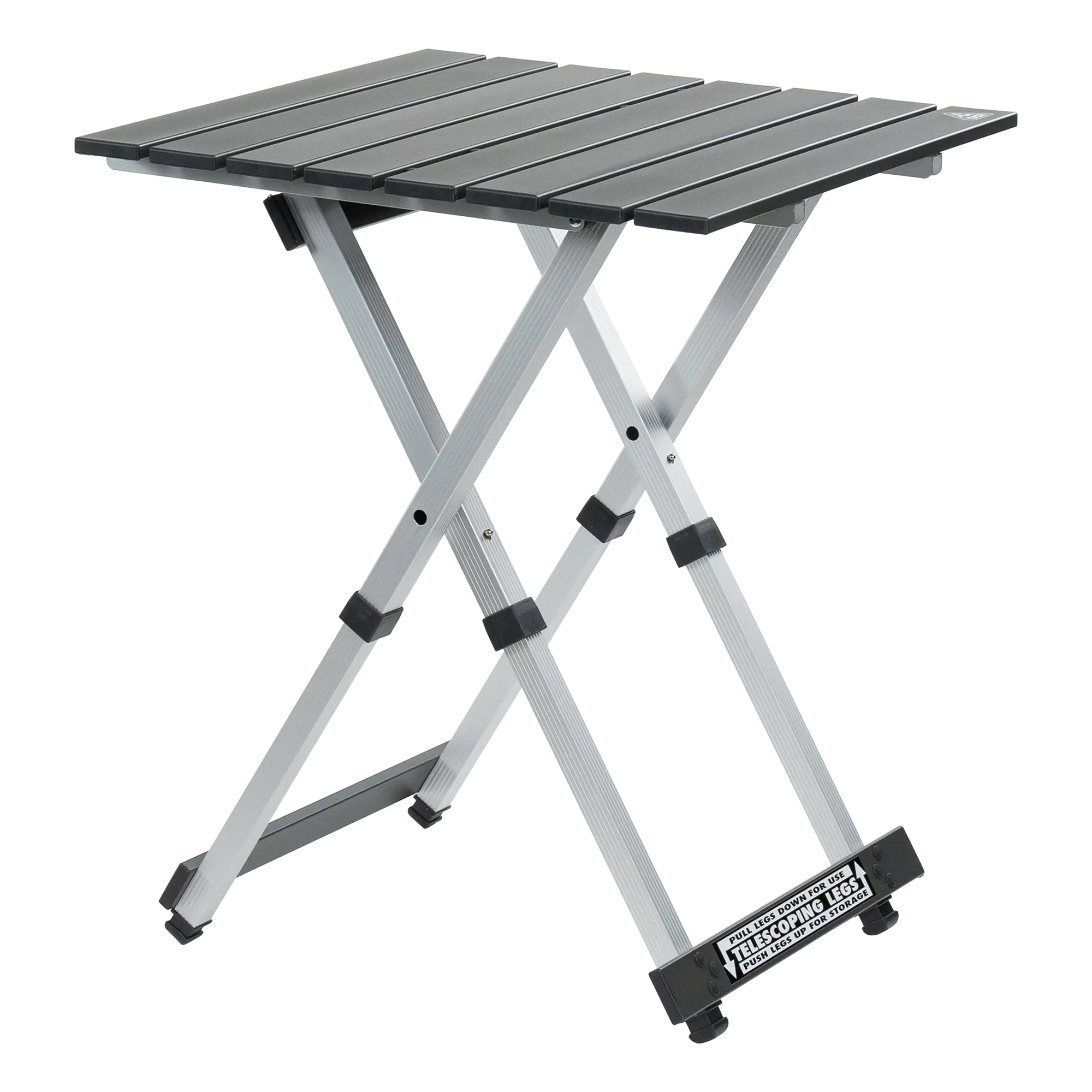 Slim-Fold Compact Camp Table 20 - Choice 513 - Slim-Fold Outdoor Cook Station with Storage Shelves - Black Chrome