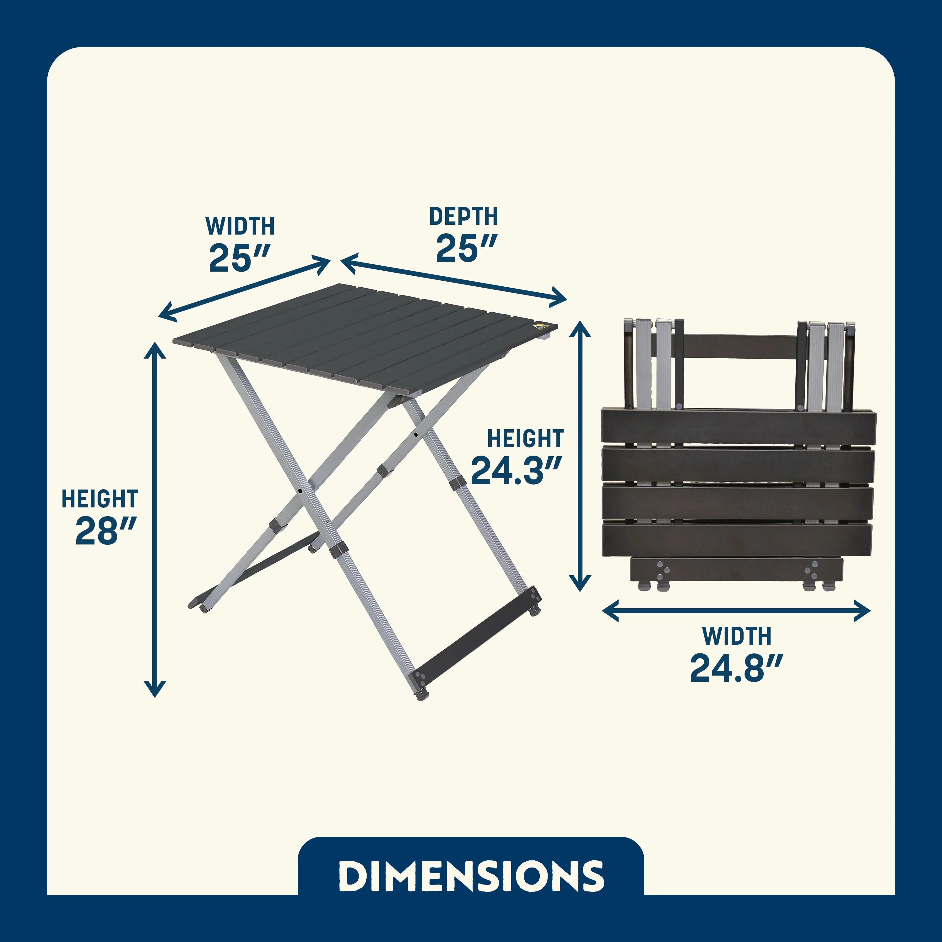 Slim-Fold Compact Camp Table 25 - Choice 214 - Portable Camping Table with Heat-Resistant Countertop Detail