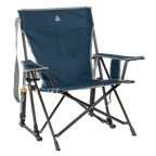 Luxury Camp Kickback Rocker - Choice 345 - Heavy-Duty Kickback Rocker with Beverage Holder - Heathered Indigo