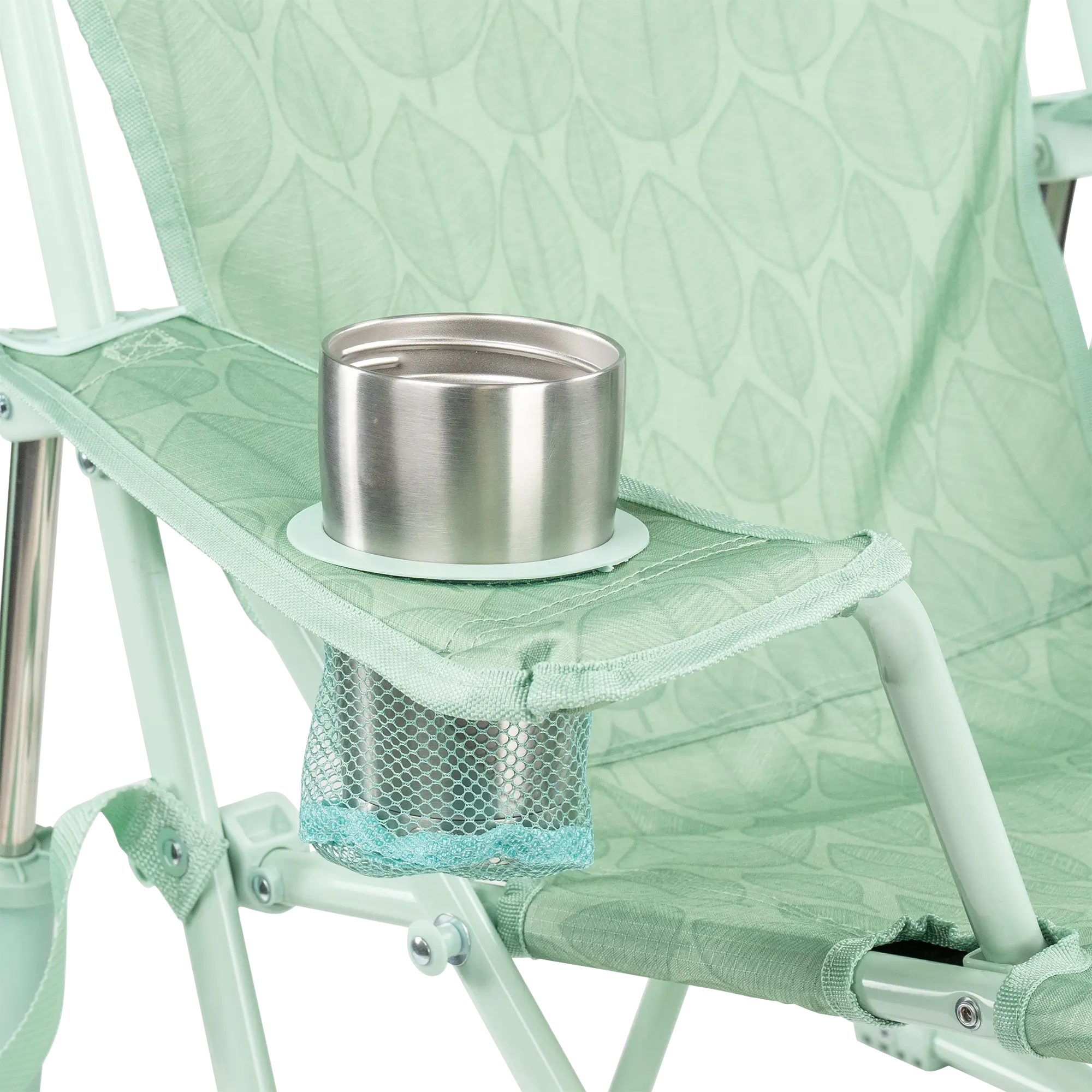 Luxury Camp Kickback Rocker - Choice 345 - Heavy-Duty Kickback Rocker with Beverage Holder Detail