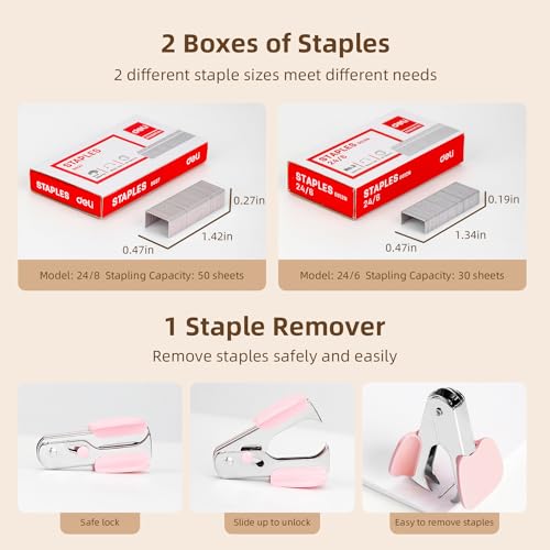 luxury Deli Effortless Desktop Stapler, Heavy Duty Stapler, for Daily Use