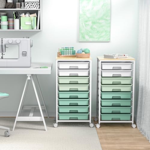 luxury Rolling Storage Utility Cart Organizers with 8 Drawers and Wooden