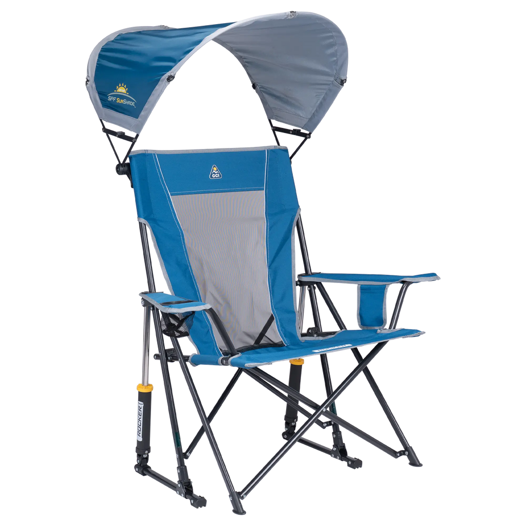 Smooth Motion SunShade Rocker - Choice 550 - RoadTrip Rocker Smooth Motion Camp Chair - Neptune Blue