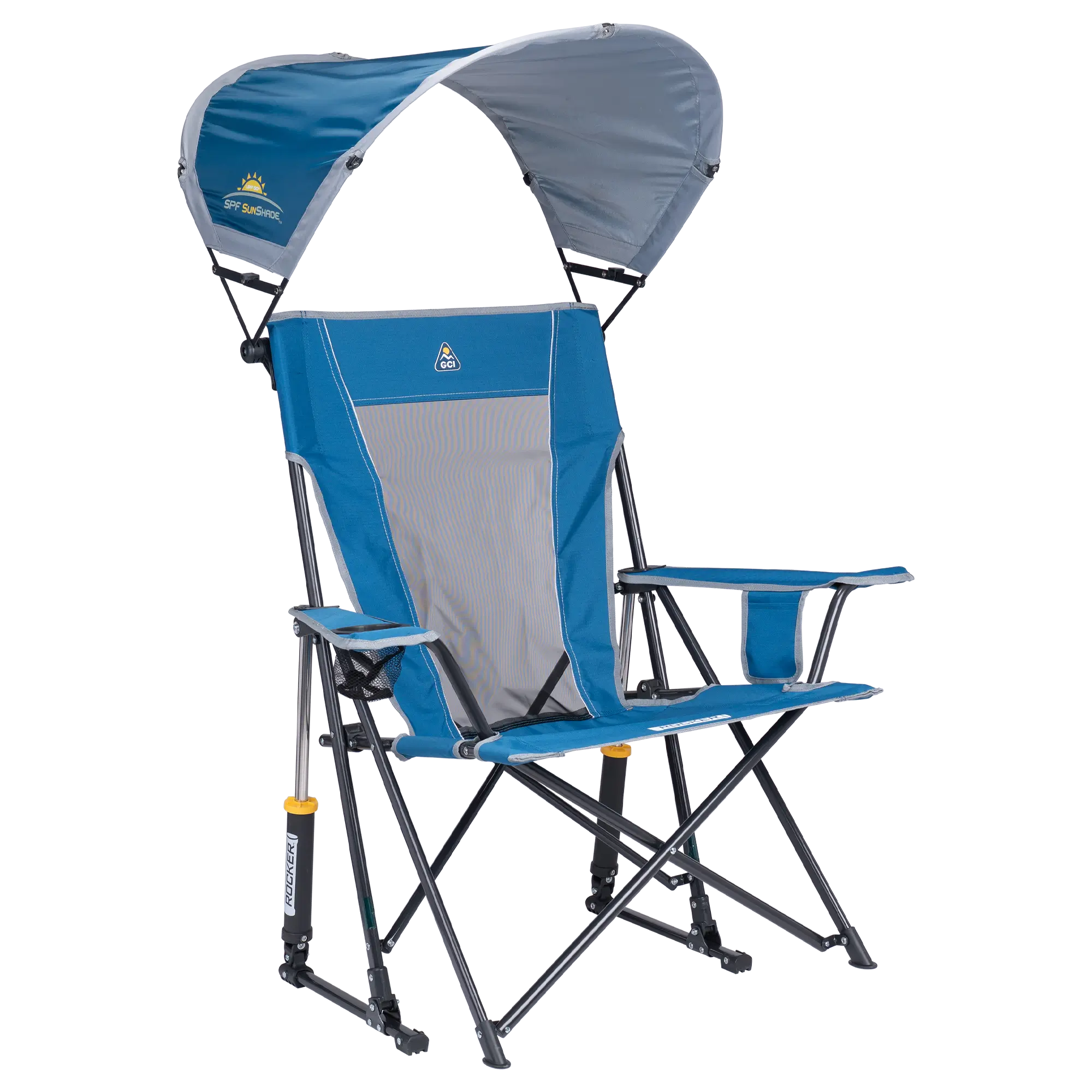 Smooth Motion SunShade Rocker - Choice 550 - RoadTrip Rocker Smooth Motion Camp Chair - Neptune Blue
