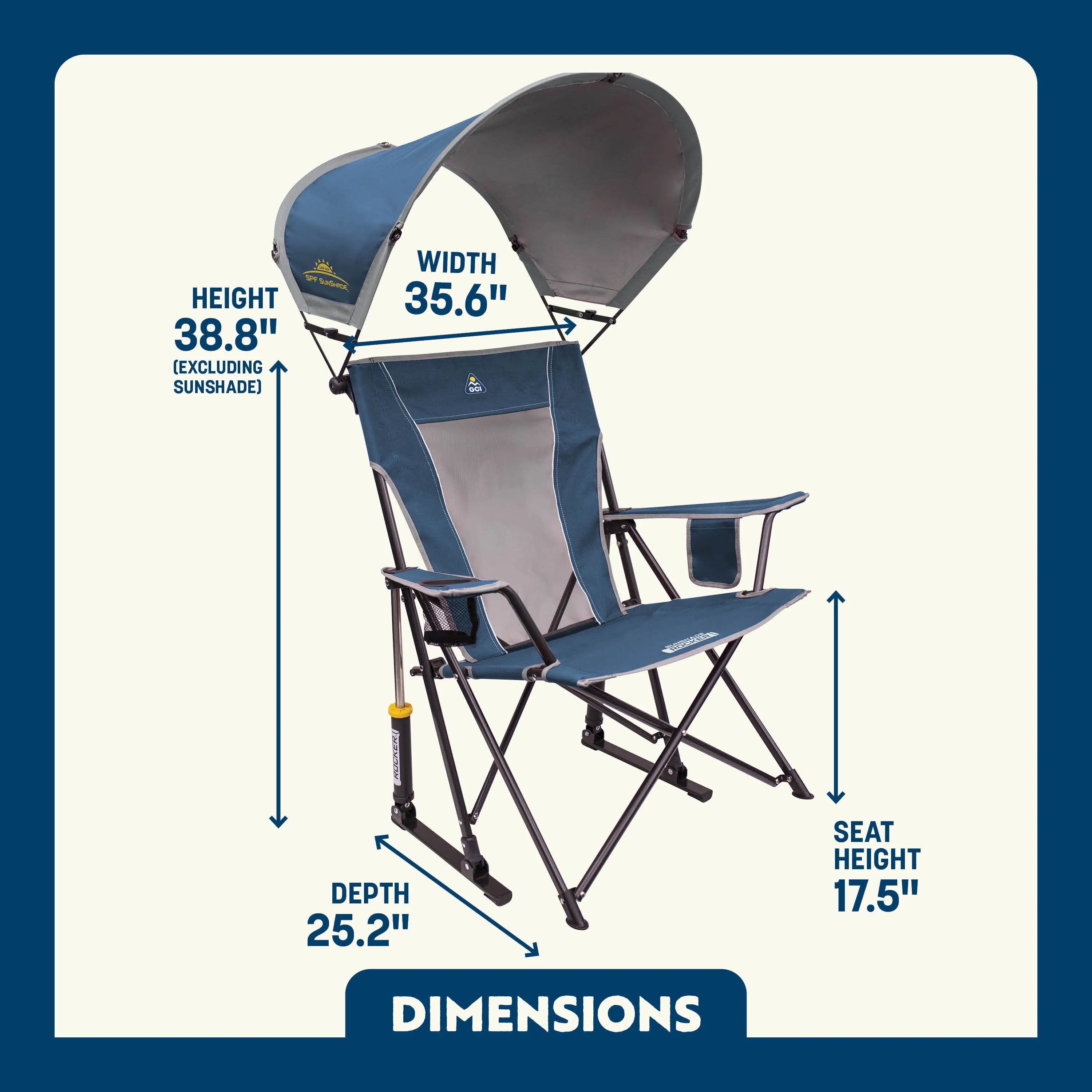 Smooth Motion SunShade Rocker - Choice 550 - RoadTrip Rocker Smooth Motion Camp Chair Detail