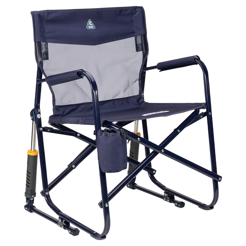 Luxury Camp Freestyle Rocker Elite - Choice 460 - Patented Spring-Action Rocking Chair for Camping - Rich Blue