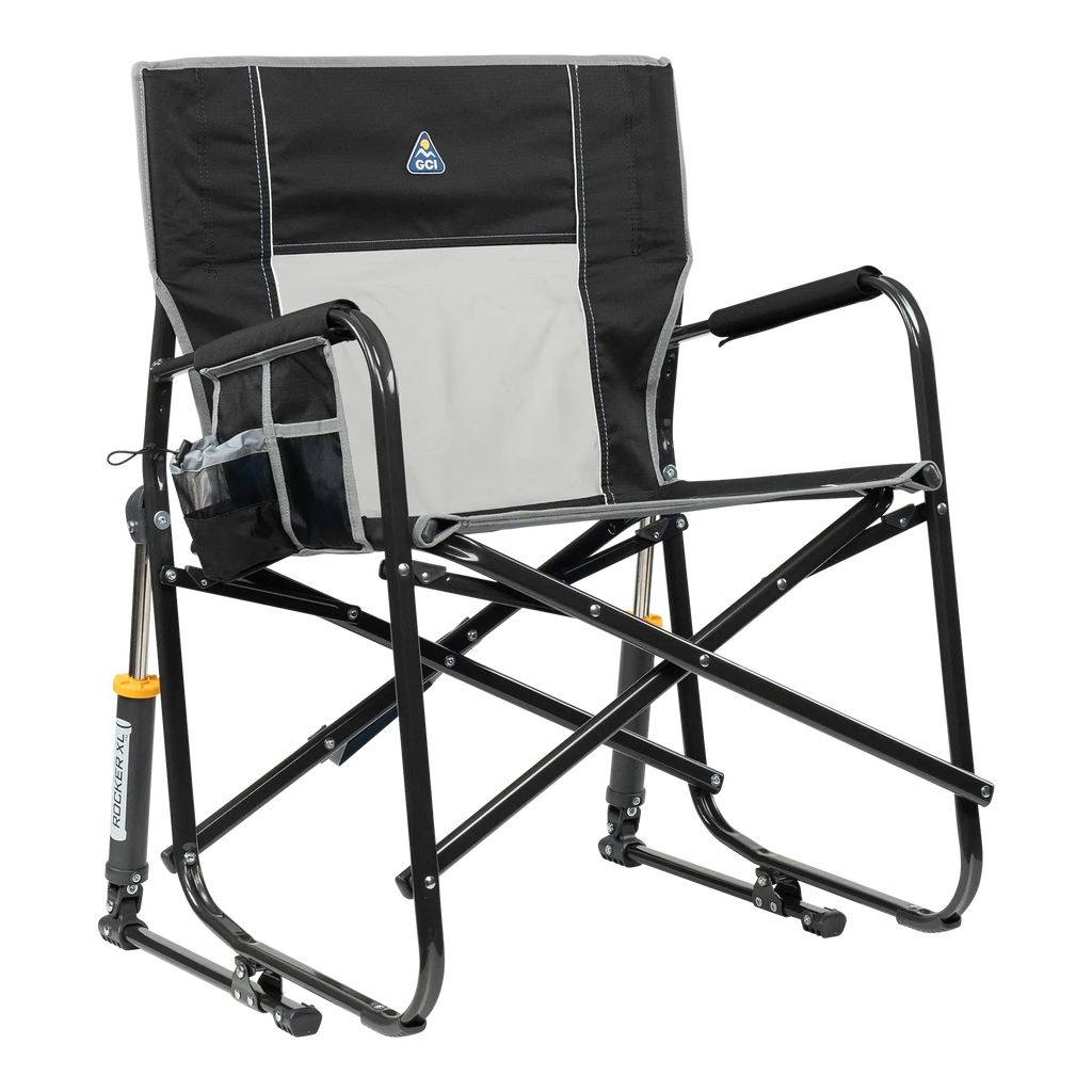 Premium All-Weather Freestyle Rocker XL - Choice 552 - Patented Spring-Action Rocking Chair for Camping - Black