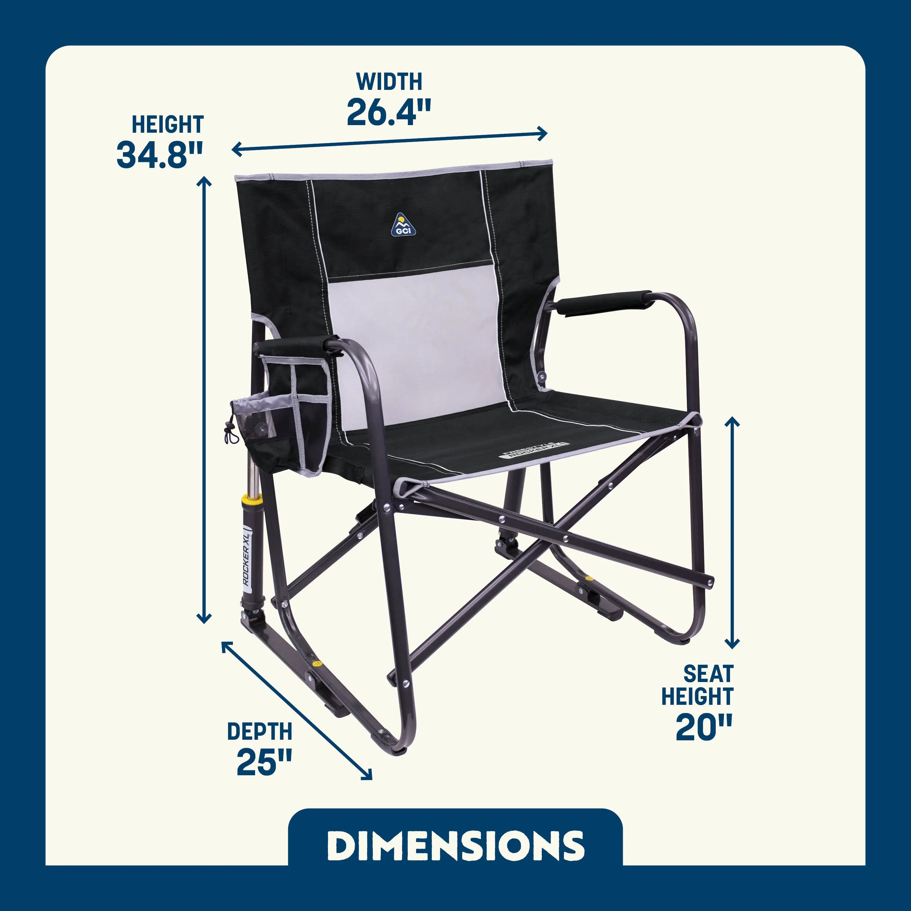 Premium All-Weather Freestyle Rocker XL - Choice 552 - Patented Spring-Action Rocking Chair for Camping Detail