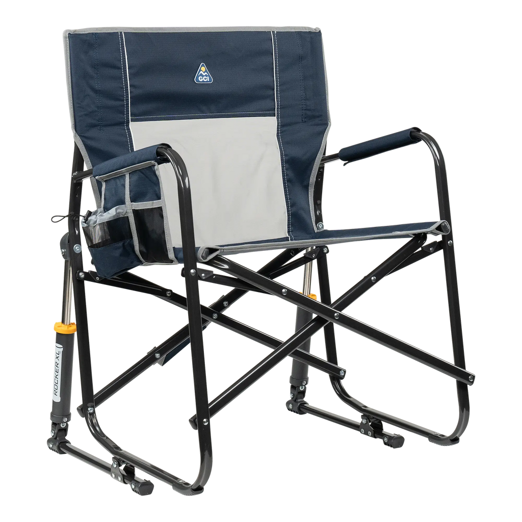Premium All-Weather Freestyle Rocker XL - Choice 552 - Patented Spring-Action Rocking Chair for Camping - Indigo
