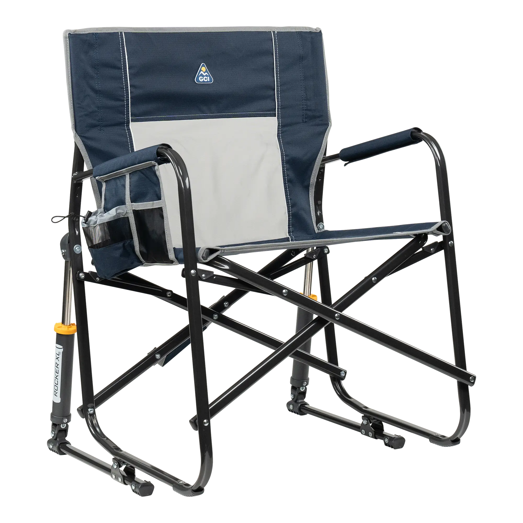 Premium All-Weather Freestyle Rocker XL - Choice 552 - Patented Spring-Action Rocking Chair for Camping - Indigo