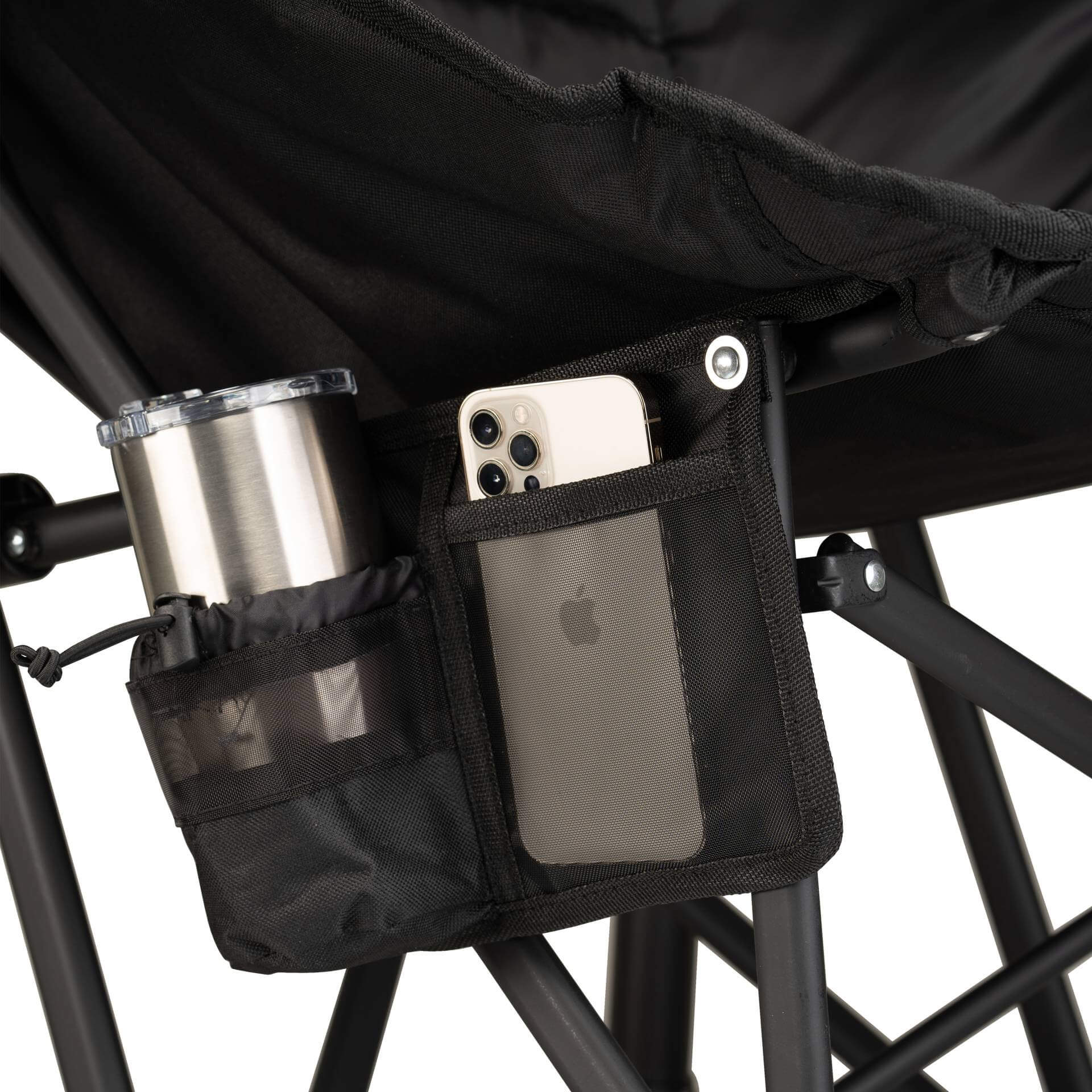 Patented Spring-Action Puff Rocker - Choice 731 - Heavy-Duty Kickback Rocker with Beverage Holder Detail