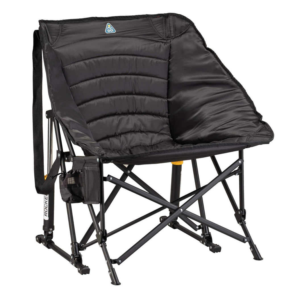 Patented Spring-Action Puff Rocker - Choice 731 - Heavy-Duty Kickback Rocker with Beverage Holder - Black