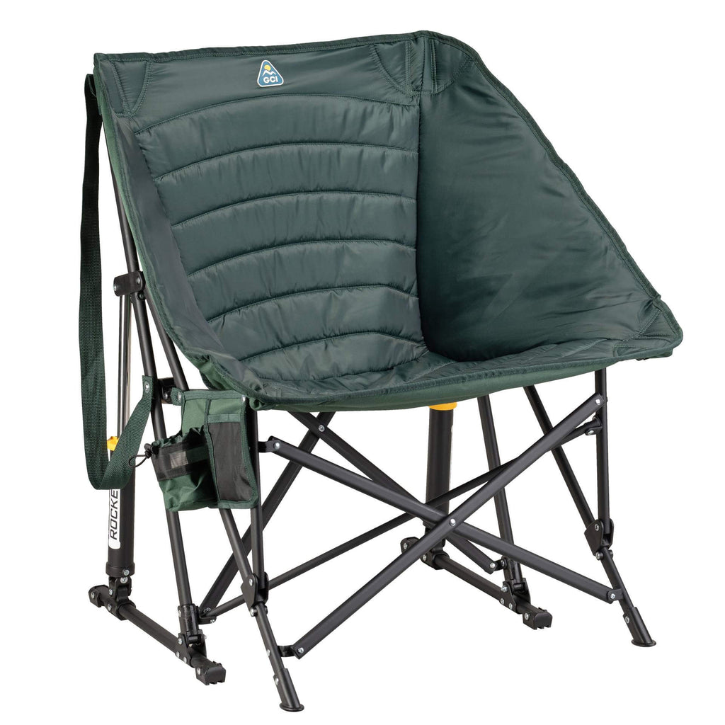 Patented Spring-Action Puff Rocker - Choice 731 - Heavy-Duty Kickback Rocker with Beverage Holder - Hunter