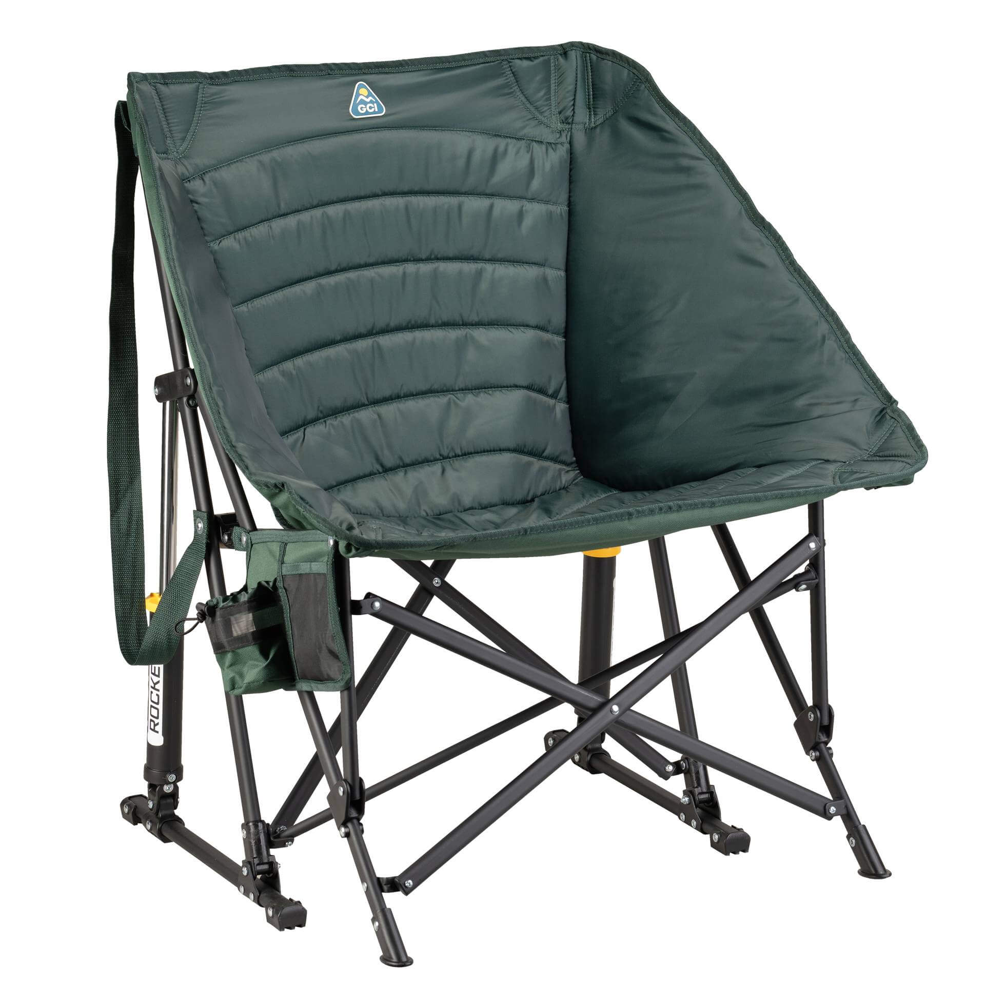 Patented Spring-Action Puff Rocker - Choice 731 - Heavy-Duty Kickback Rocker with Beverage Holder - Hunter