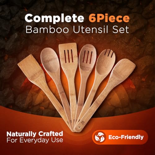 upgraded Riveira Dark Bamboo Wooden Spoons for Cooking Collection