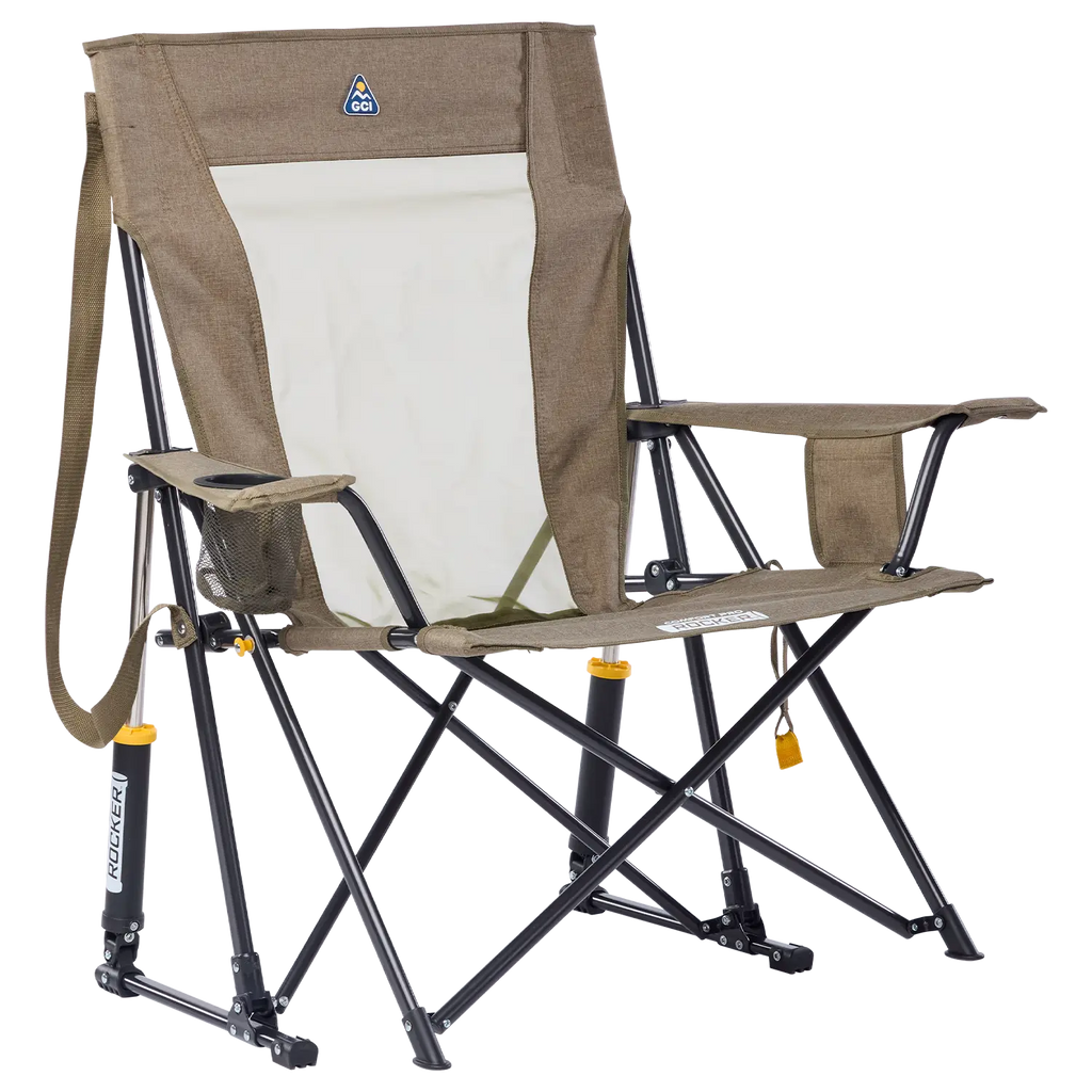 Patented Spring-Action Comfort Pro Rocker XL - Choice 107 - Heavy-Duty Kickback Rocker with Beverage Holder - Heathered Aged Fatigue