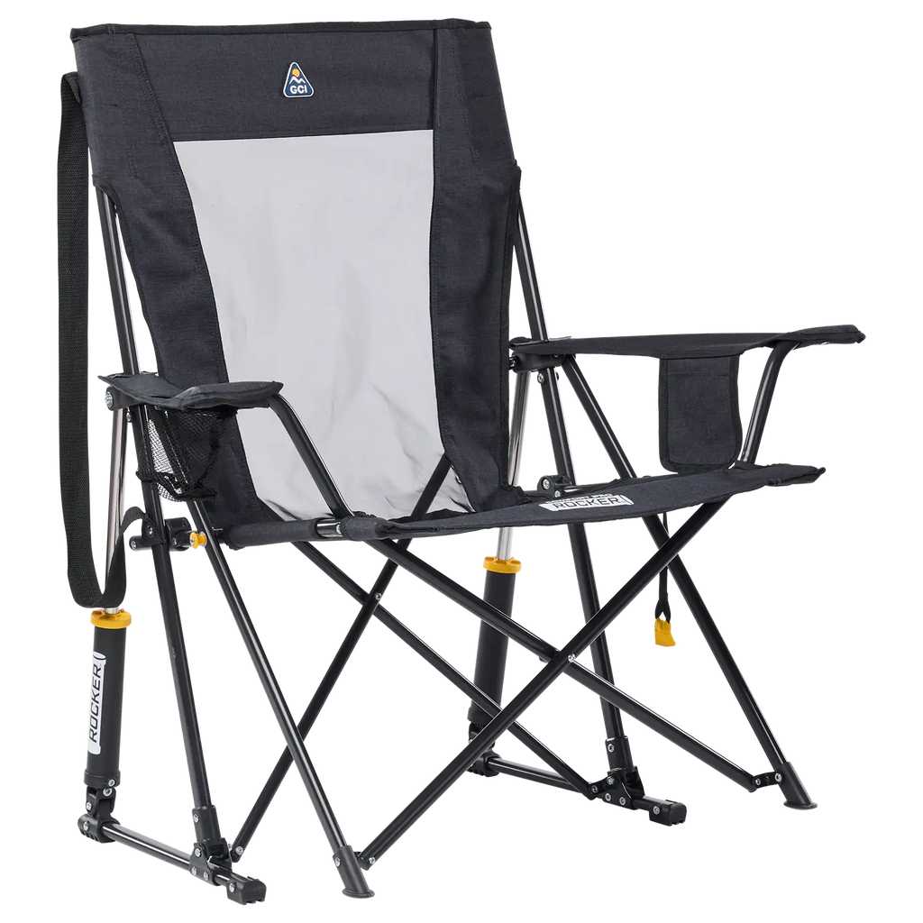 Patented Spring-Action Comfort Pro Rocker XL - Choice 107 - Heavy-Duty Kickback Rocker with Beverage Holder - Heathered Charcoal