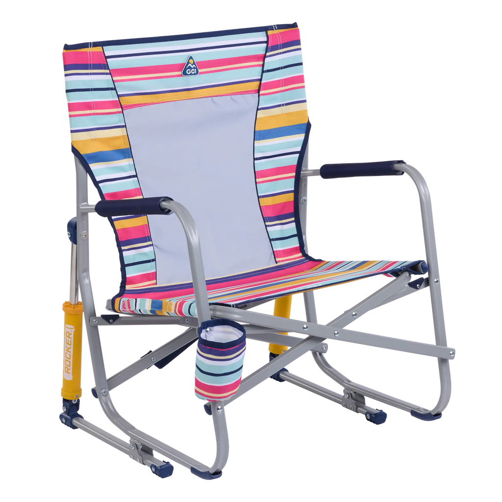 Luxury Camp Beach Rocker - Choice 712 - RoadTrip Rocker Smooth Motion Camp Chair - Multi Stripe