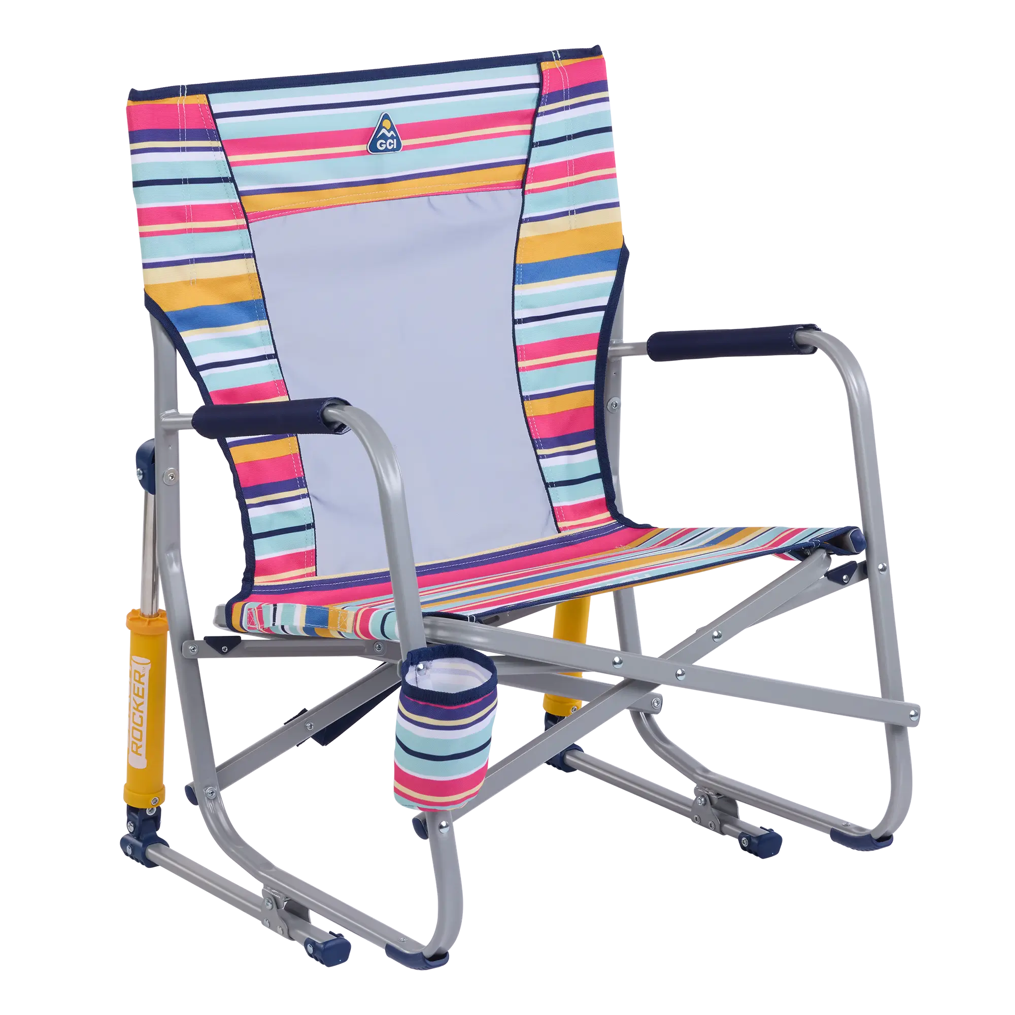 Luxury Camp Beach Rocker - Choice 712 - RoadTrip Rocker Smooth Motion Camp Chair - Multi Stripe