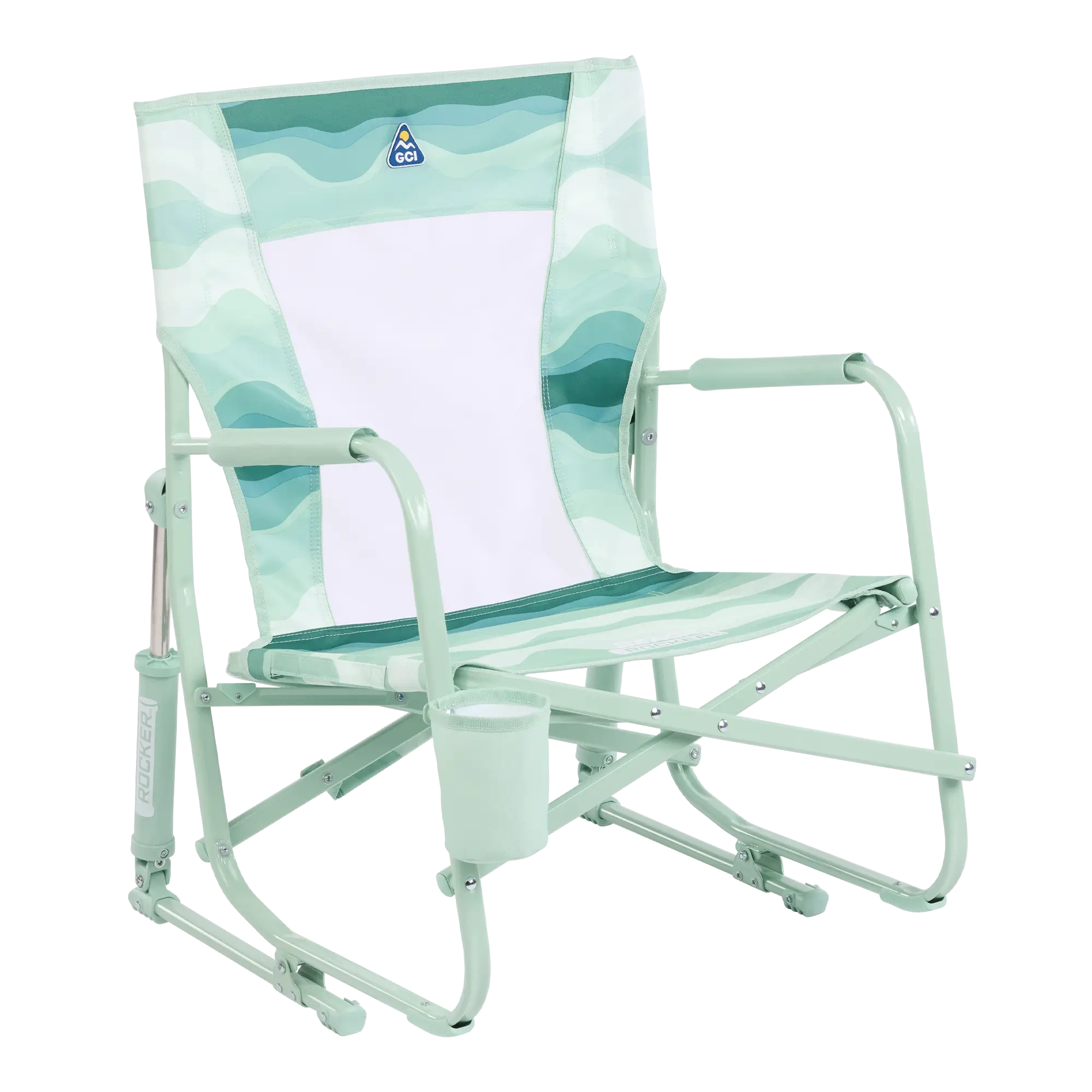 Luxury Camp Beach Rocker - Choice 712 - RoadTrip Rocker Smooth Motion Camp Chair - Green Beach Wave